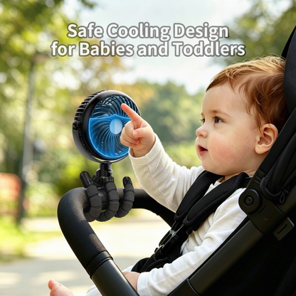 Portable Rechargeable 3-Speed Clip-On Fan for Car, Stroller, Crib