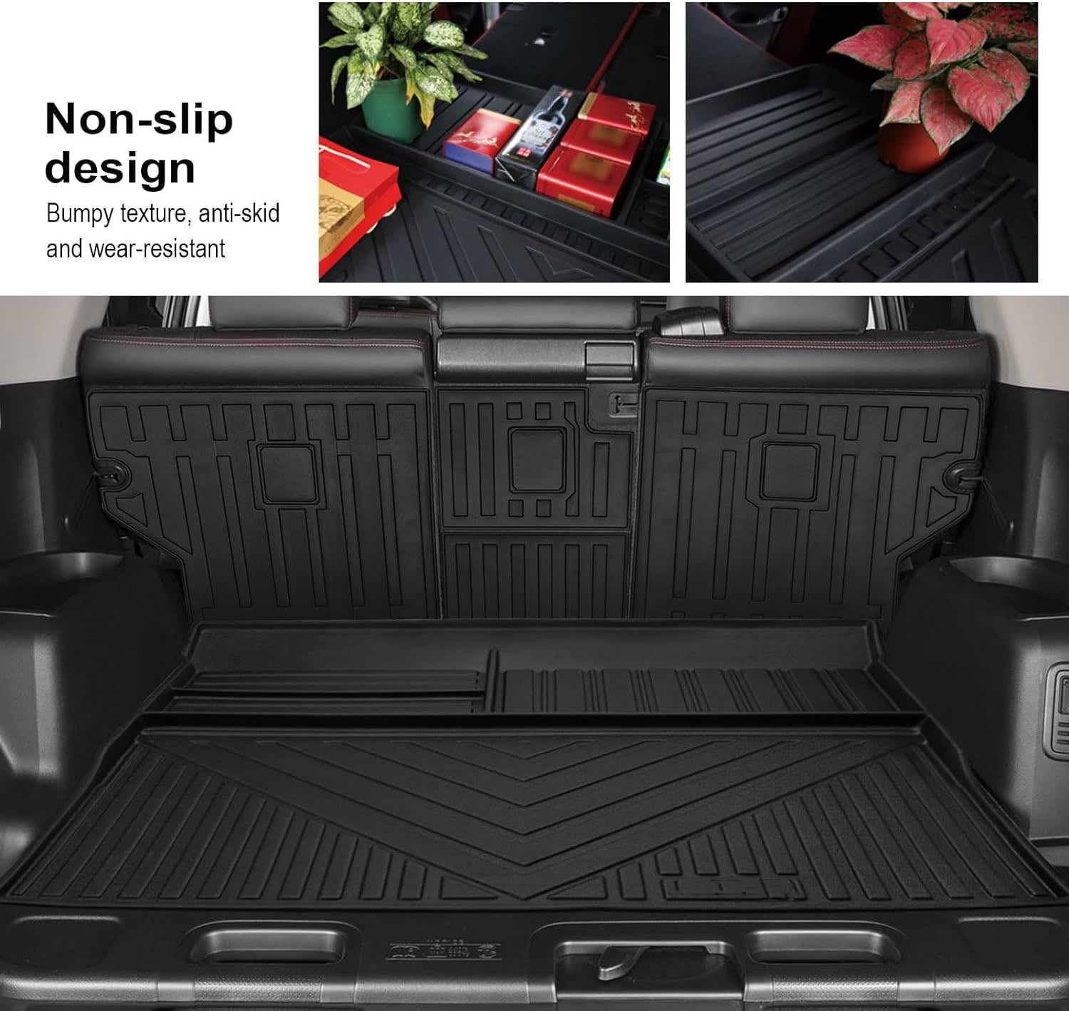 5 Seats Floor Mats Cargo Trunk Liner and Rear Seat Backrest Mats for 2013-2023 2024 Toyota 4Runner - OHMU