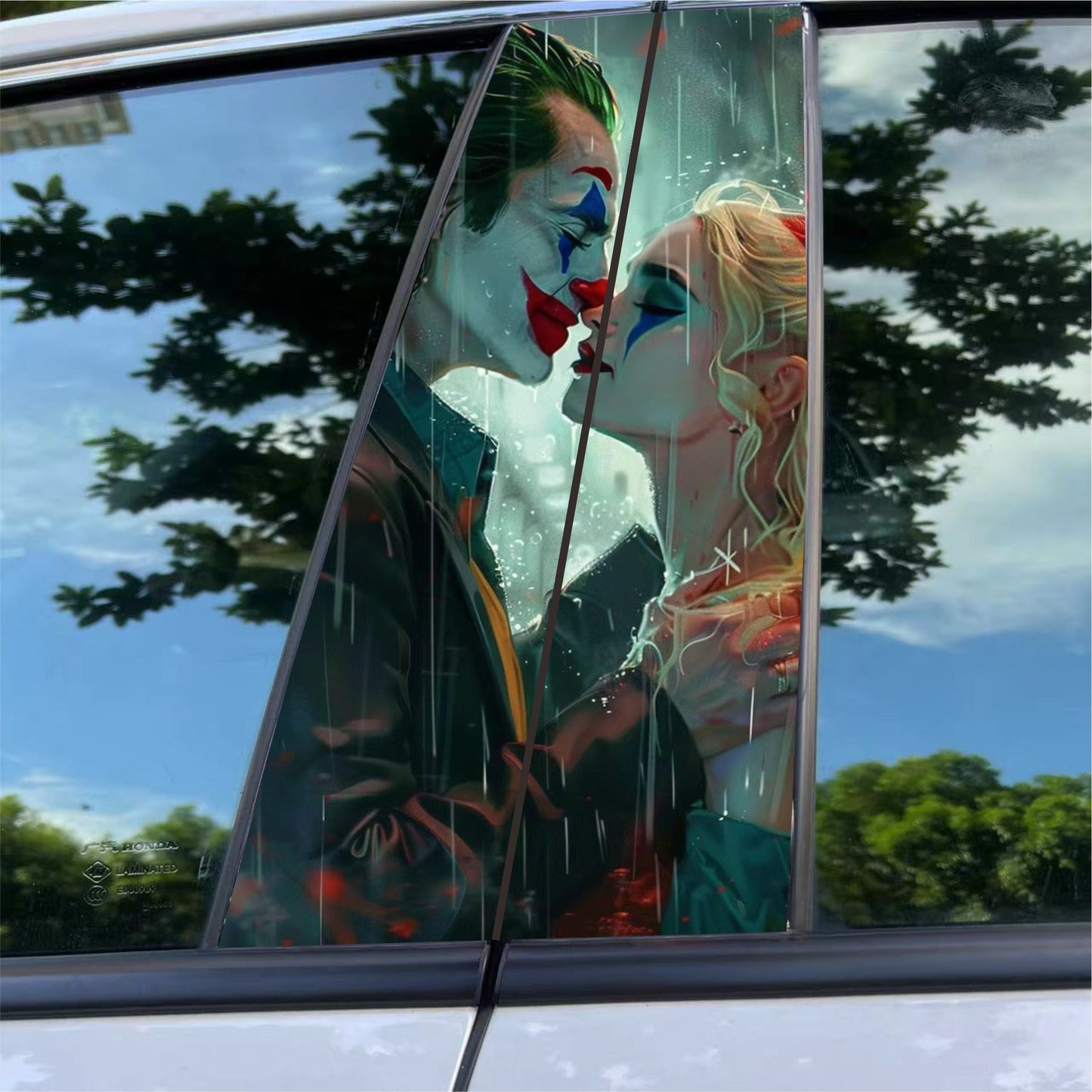 ﻿Joker-Themed Scratchproof PET Car B Pillar Stickers
