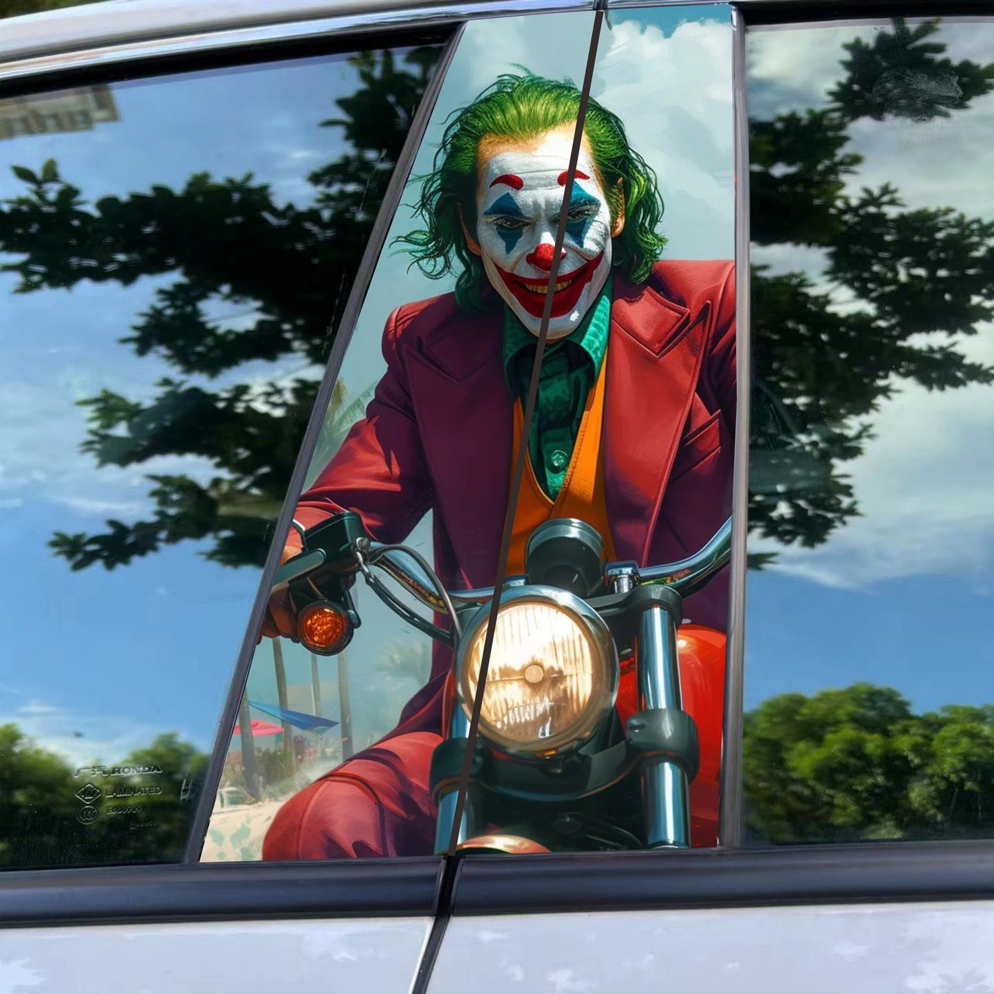 ﻿Joker-Themed Scratchproof PET Car B Pillar Stickers