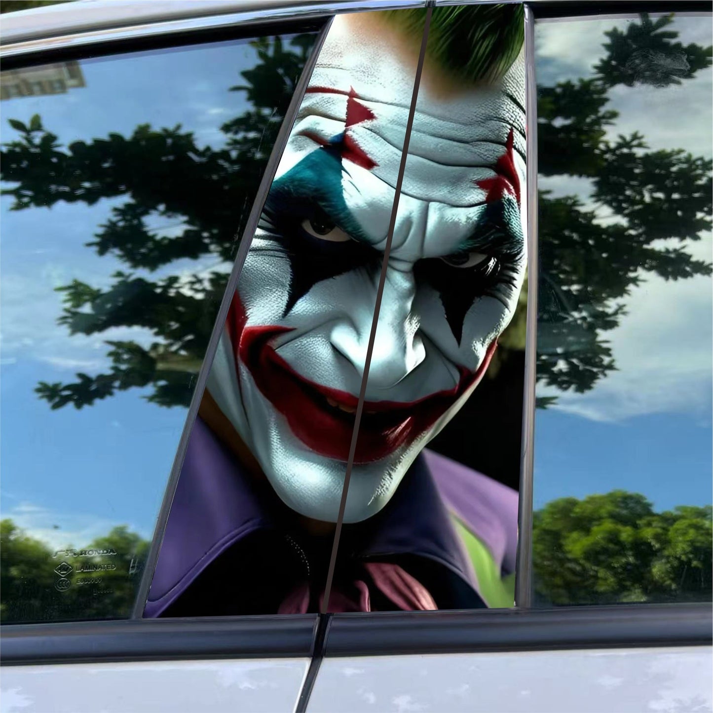 ﻿Joker-Themed Scratchproof PET Car B Pillar Stickers