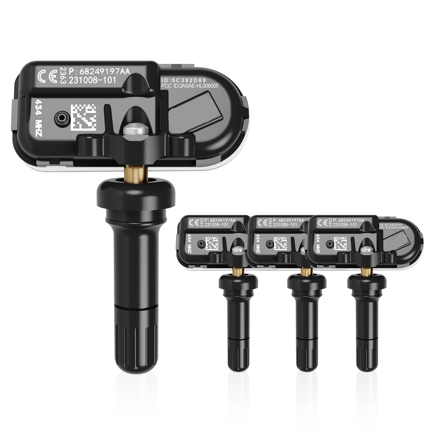 4-PCS TPMS Sensors (433MHz) for 2014-2022 Ram 1500/2500-5500 & Jeep Cherokee - Replaces 68249197AA/68239720AA