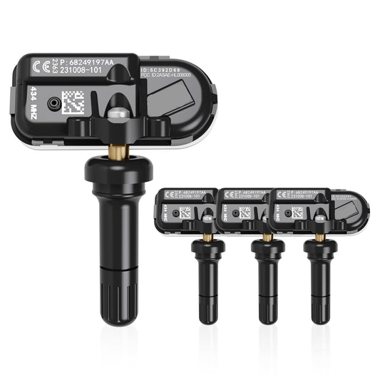 4-PCS TPMS Sensors (433MHz) for 2014-2022 Ram 1500/2500-5500 & Jeep Cherokee - Replaces 68249197AA/68239720AA