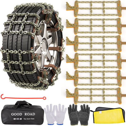 6 Pack Thickened Snow Chains For Truck SUV in Snow, Ice, Sand and Mud