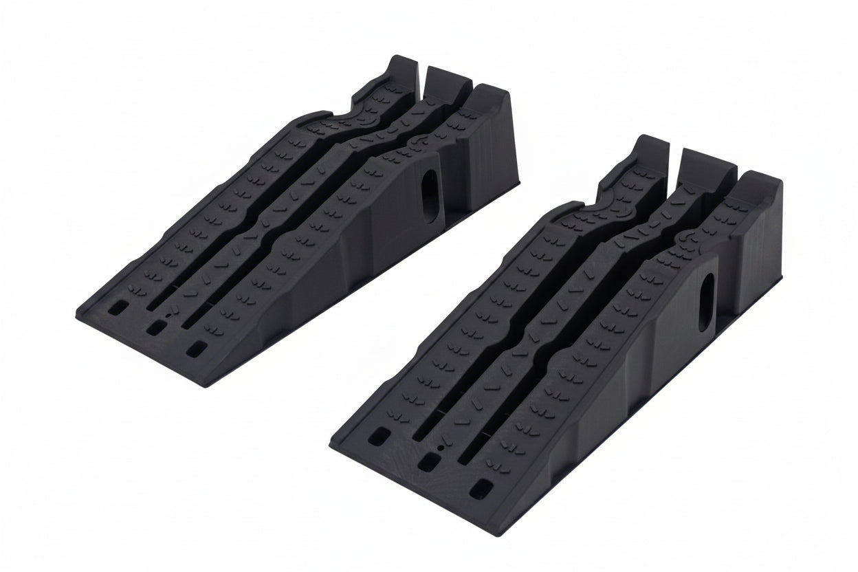A Pair Plastic Car Service Ramps - 10,000 lbs Capacity Lifts Vehicles 6.25" H