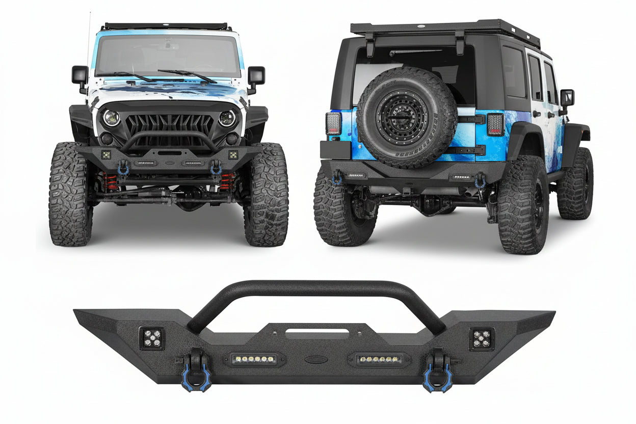 2007-2018 Jeep Wrangler JK Bumper Combo - Front & Rear with LED Lights