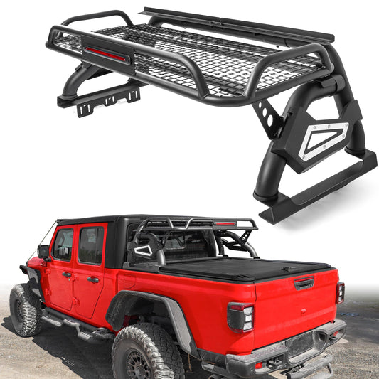 Truck Roll Bar with Cargo Carrier Basket Compatible with Ford F150, Ram 1500, Chevy Silverado, Tundra, Titan & GMC Sierra