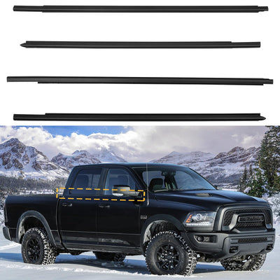 4-PCS Window Weatherstrip Seal Kit for 2009-2023 Dodge Ram Crew Cab - Replaces 55112376AH/55372138AH etc.