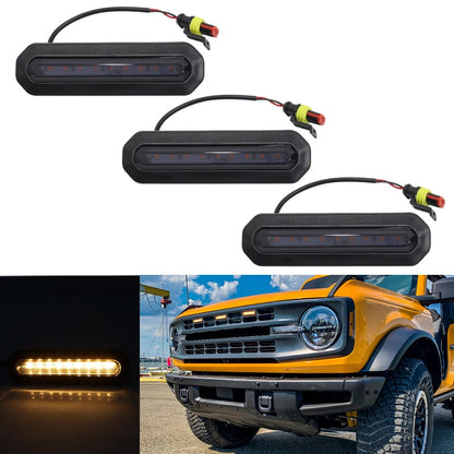 3PCS Front LED Grille Lights for Ford Bronco Accessories 2021 2022 2023 2024 2/4-Door
