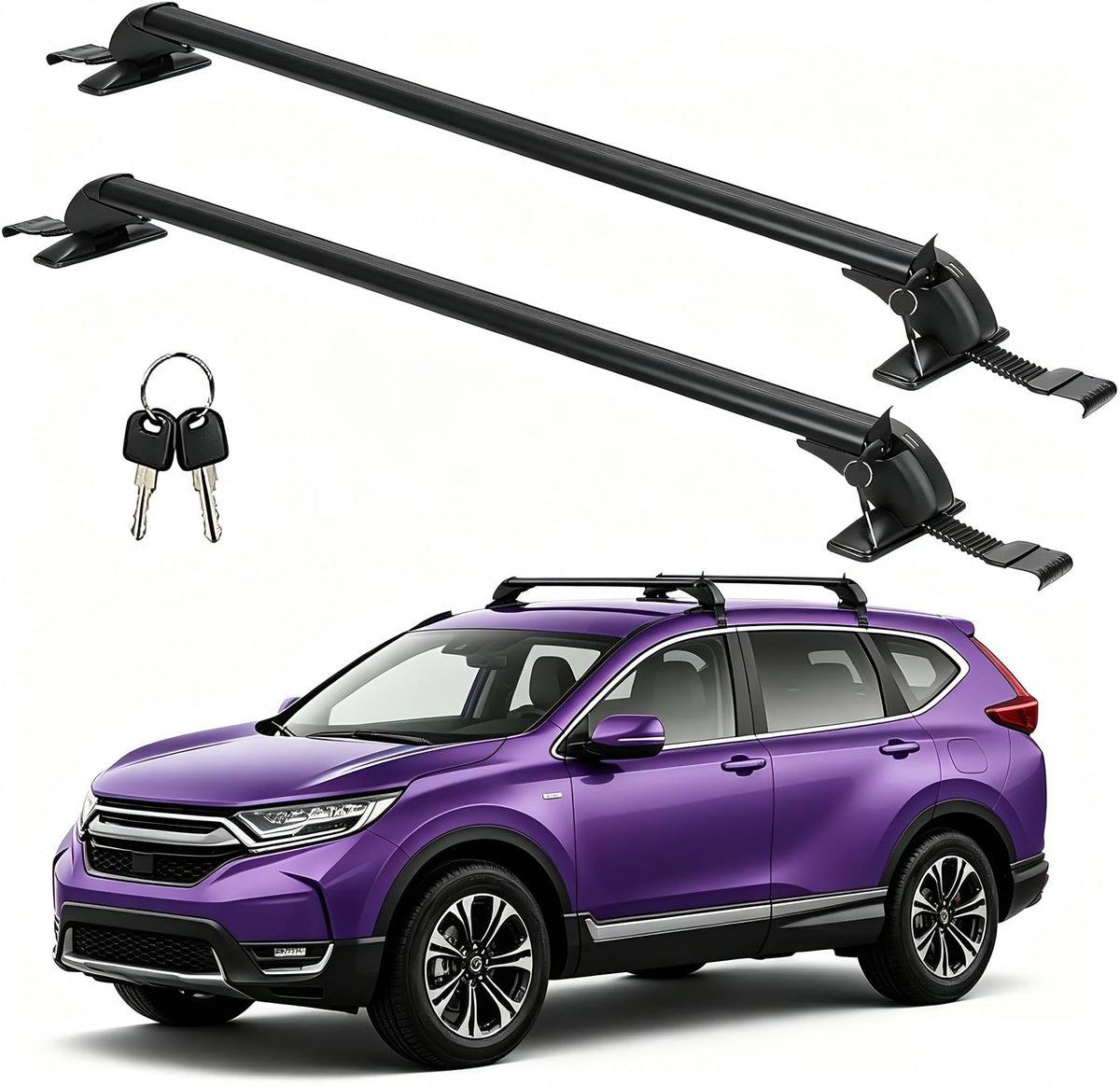 43" Universal Roof Rack Cross Bars for Naked Roofs - 165 lb Capacity, Lockable Aluminum