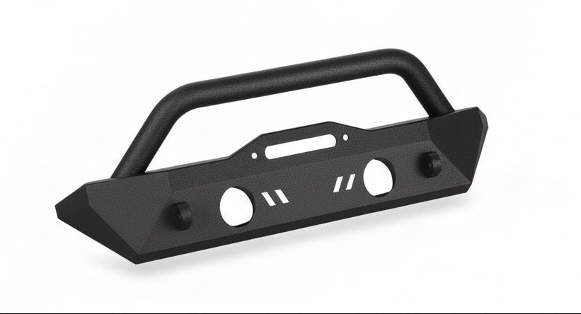 Compact Stubby Front Bumper for Jeep JK/JL/Gladiator - Winch Plate, Textured Black