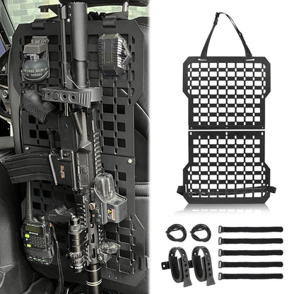 Universal MOLLE Panel for Trucks - Tactical Seat Back Organizer with Gun Mount