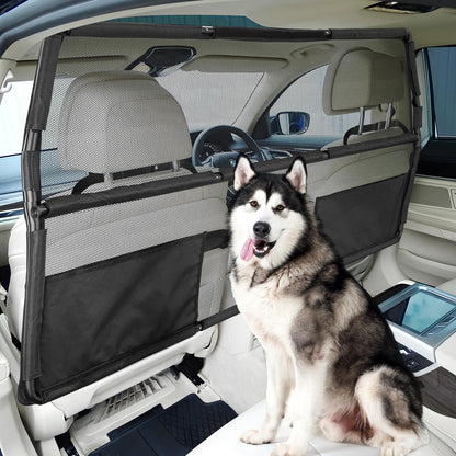 56" SUV/Truck Pet Barrier - See-Through Mesh Dog Divider for Cargo Area
