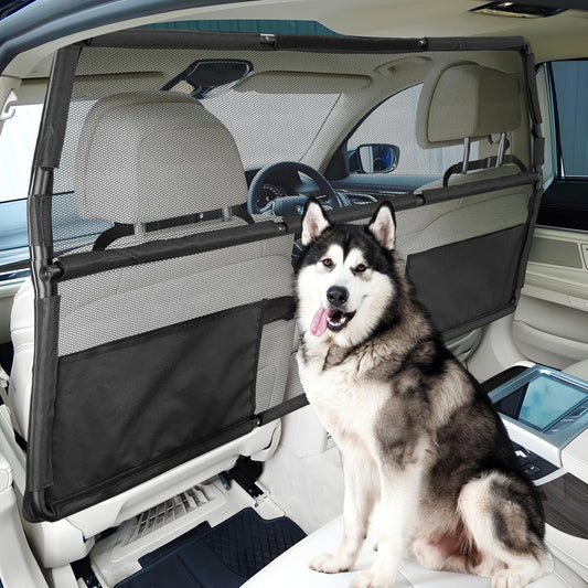 56" SUV/Truck Pet Barrier - See-Through Mesh Dog Divider for Cargo Area