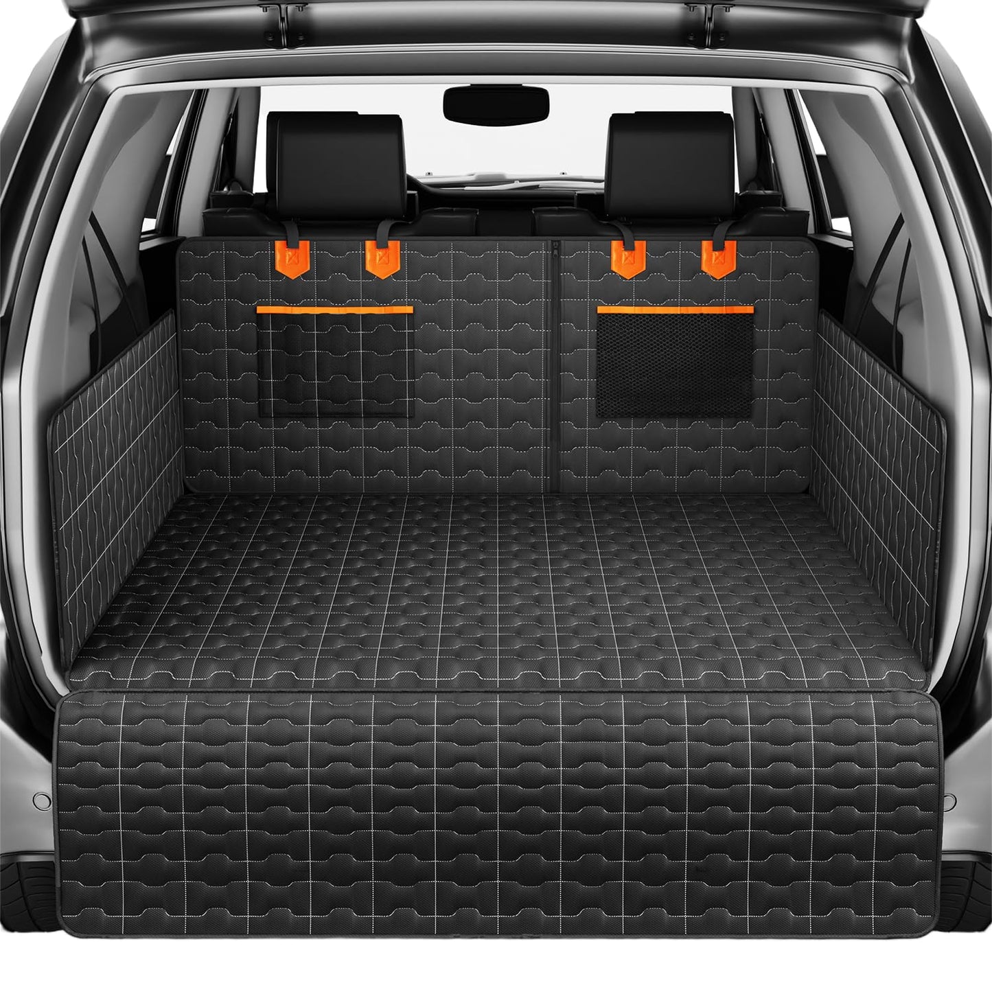 Waterproof Dog Cargo Liner - Large Universal Fit w/Bumper Flap, Non-Slip Scratchproof for SUV/Sedan/Van (Black)