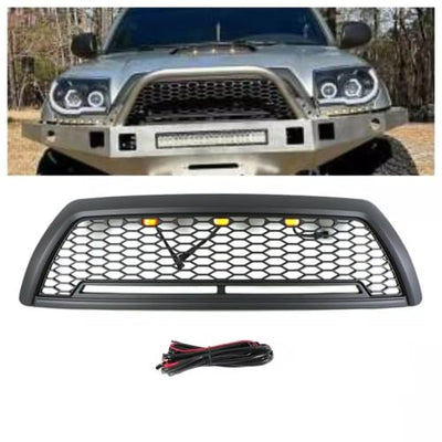 Black Front Grille Fits For Toyota 4 Runner Honeycomb Grill with Light 2006-2009