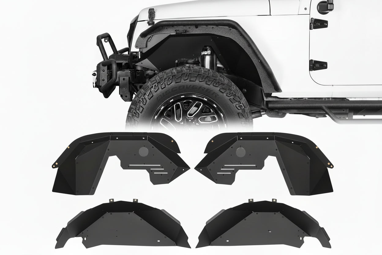 Splash & Mud Guard Liners - 4PC Aluminum Inner Fenders for Jeep JK 2007-2018