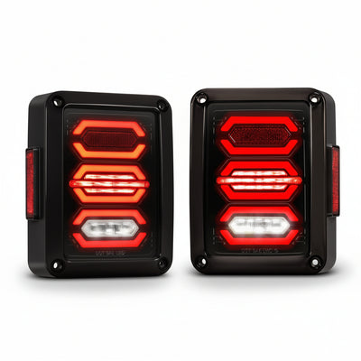 Jeep Wrangler JK LED Tail Lights (2007-2018) - Hexagon Smoke Lens, Plug and Play