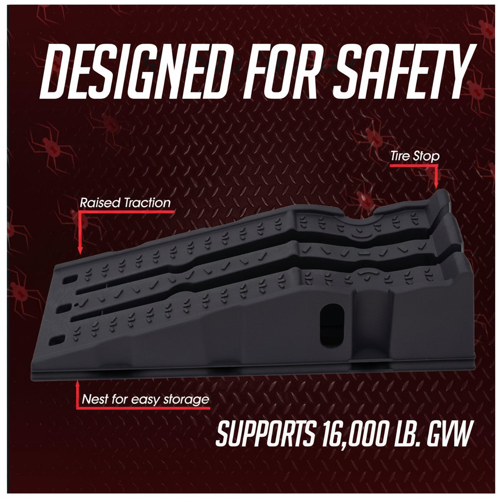 A Pair Plastic Car Service Ramps - 10,000 lbs Capacity Lifts Vehicles 6.25" H