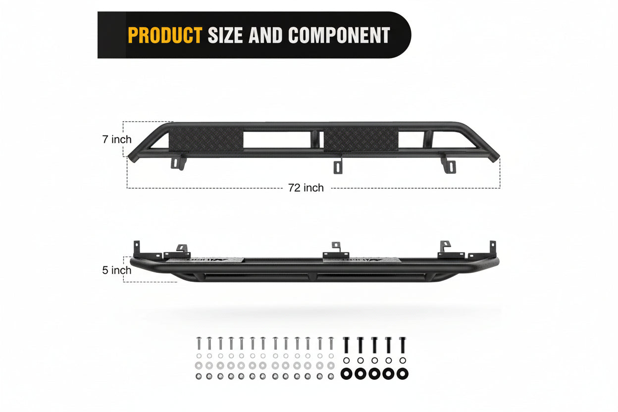 Heavy-Duty Running Boards for 2007-2018 Jeep Wrangler JK 4-Door Only