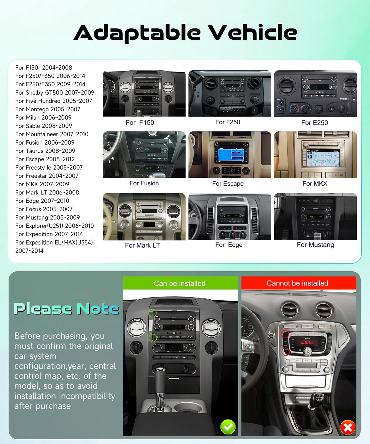 7inch 1080p IPS Touchscreen F-150 Stereo Radio