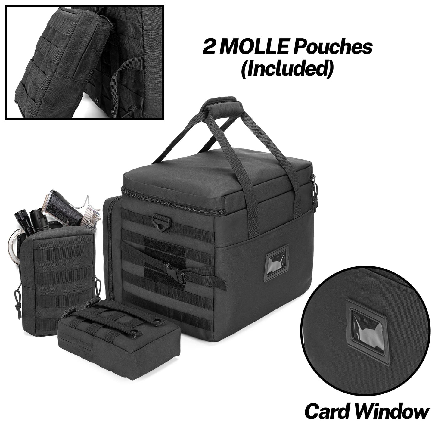 Patrol Bag Law Enforcement, Duty Bag for Police Equipment with 2 Detachable MOLLE Pouches & Laptop Layer (up to 15.6"), Bailout Tactical Organizer for Car Front Seat - OHMU
