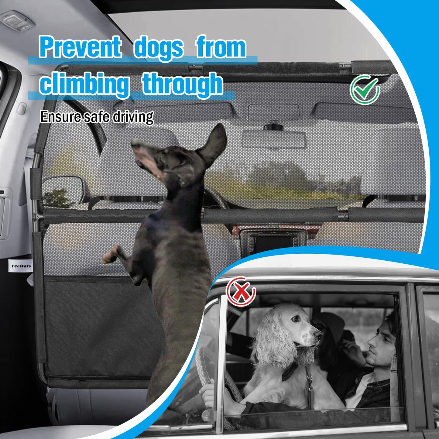 56" SUV/Truck Pet Barrier - See-Through Mesh Dog Divider for Cargo Area