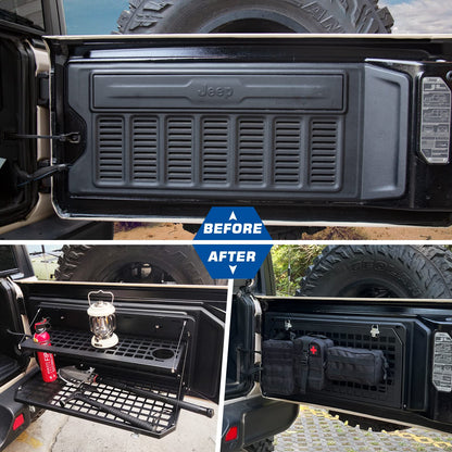 2-Tier Tailgate Table Rear Foldable Storage Cargo Rack for 2007-2022 Jeep Wrangler JK&JL