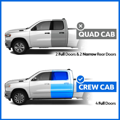 3.5" Wide Black Running Boards For Dodge Ram 1500 2019-2024