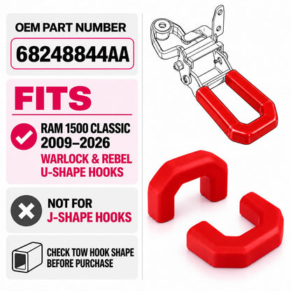 Tow Hook Covers for RAM 1500 Classic 2009-2025 Warlock & Rebel, U-Shape