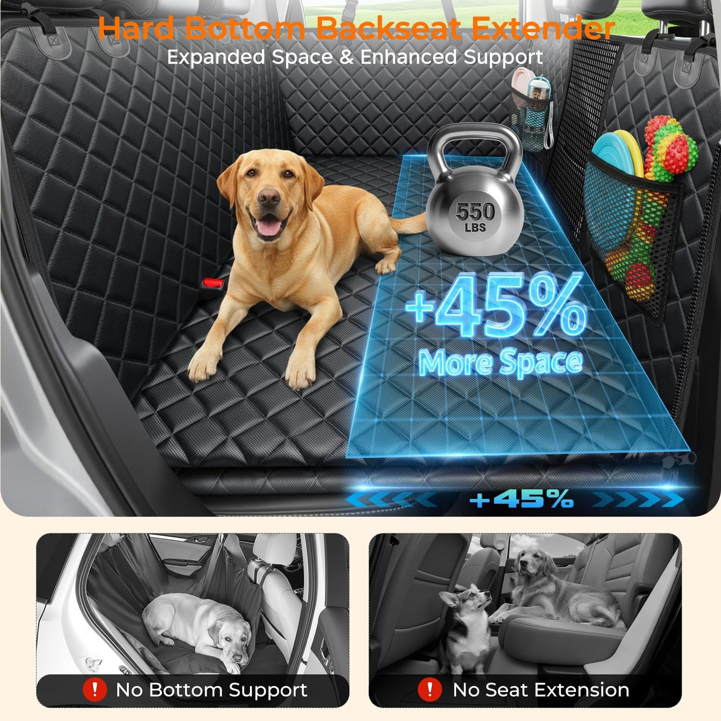 Dog Car Seat Cover for Back Seat with Mesh Window and Storage Pocket for Car SUV