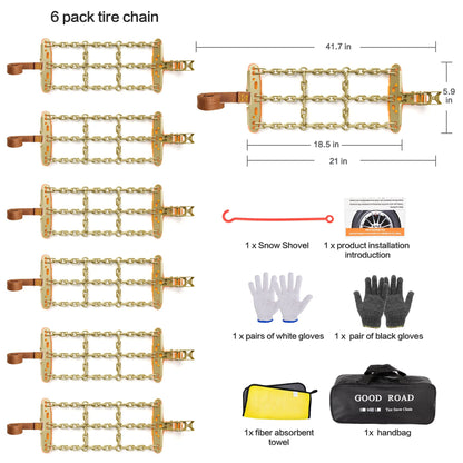 6 Pack Thickened Snow Chains For Truck SUV in Snow, Ice, Sand and Mud