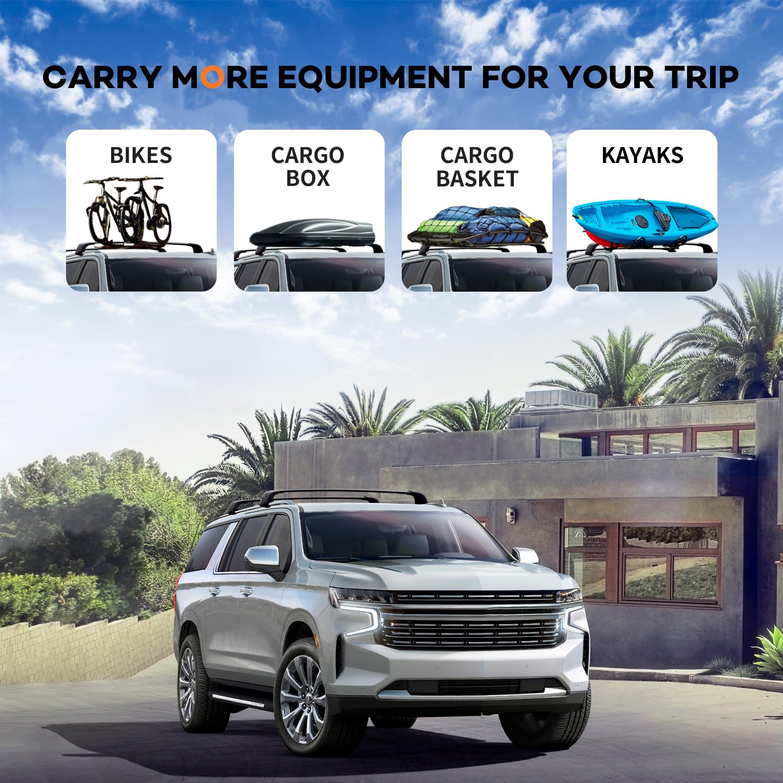 Roof Racks Cross Bars Fit for 2021-2024 Chevrolet Tahoe and Suburban, Yukon and Yukon XL - OHMU