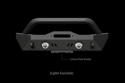 Compact Stubby Front Bumper for Jeep JK/JL/Gladiator - Winch Plate, Textured Black