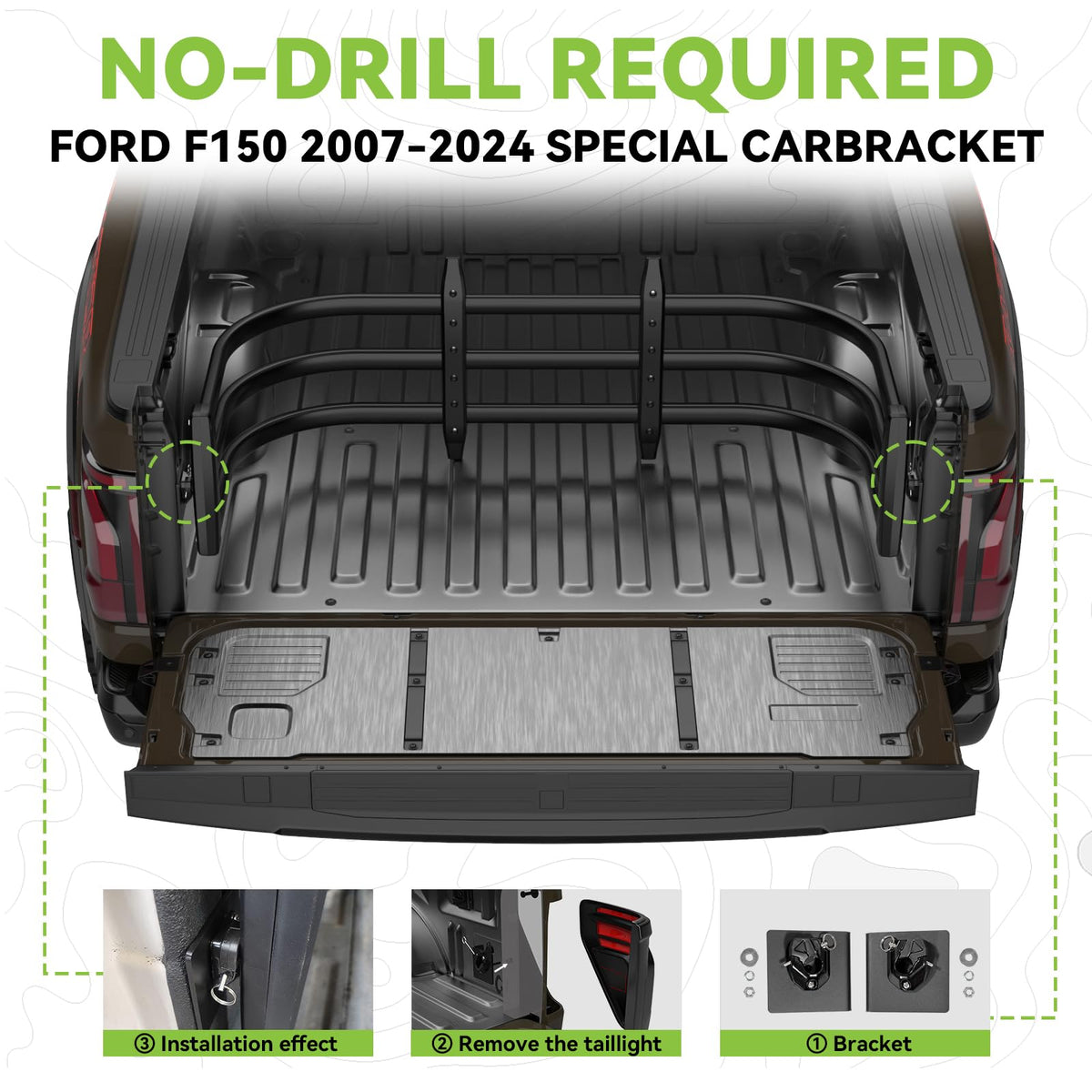 No-Drill Truck Bed Extender for 2007-2026 Ford F-Series (F-150/F-250/F-350)