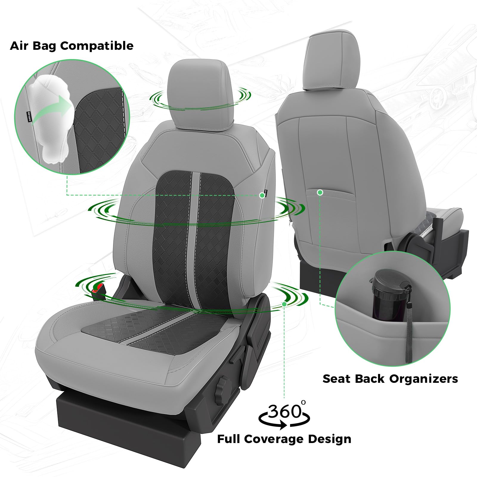 Waterproof Leather Seat Covers For Ford Bronco 4 Door 2021-2025 - OHMU