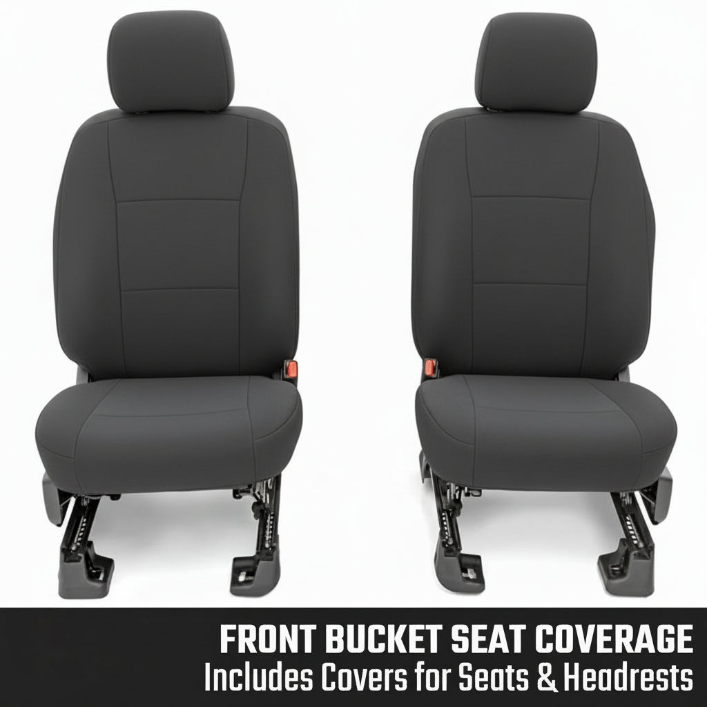 Neoprene Front Seat Covers for 2015-2022 Ford F-150 & 2017-2022 Super Duty (Black)