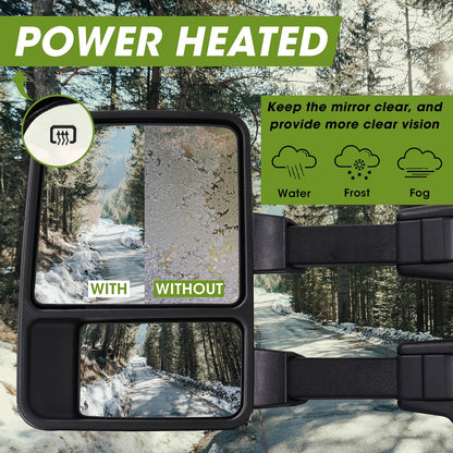 C-type Upgrade Towing Mirrors for 1999-2016 F250 F350 F450 F550 with Power Glass - OHMU