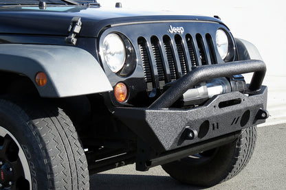 Compact Stubby Front Bumper for Jeep JK/JL/Gladiator - Winch Plate, Textured Black
