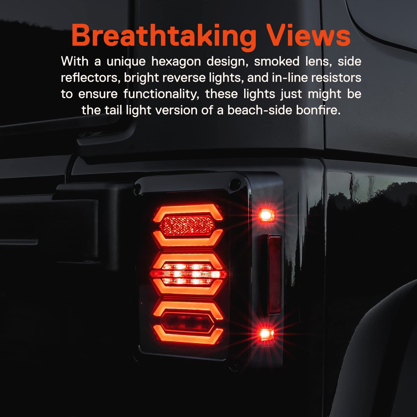 Jeep Wrangler JK LED Tail Lights (2007-2018) - Hexagon Smoke Lens, Plug and Play