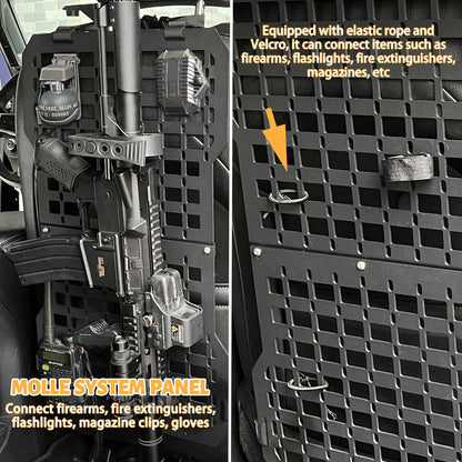 Universal MOLLE Panel for Trucks - Tactical Seat Back Organizer with Gun Mount