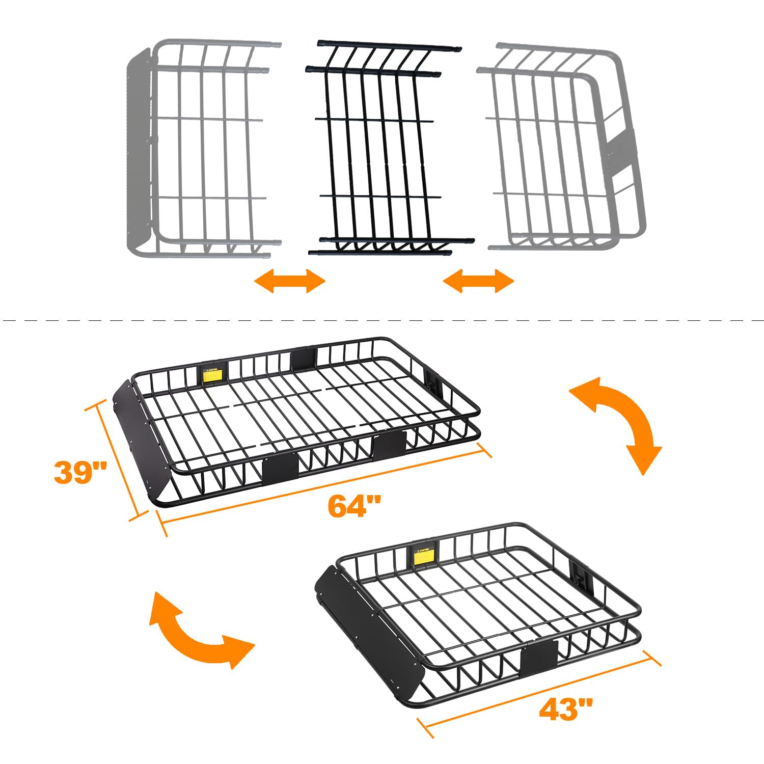 Upgraded 4” Fence Car Roof Basket with Extension - OHMU