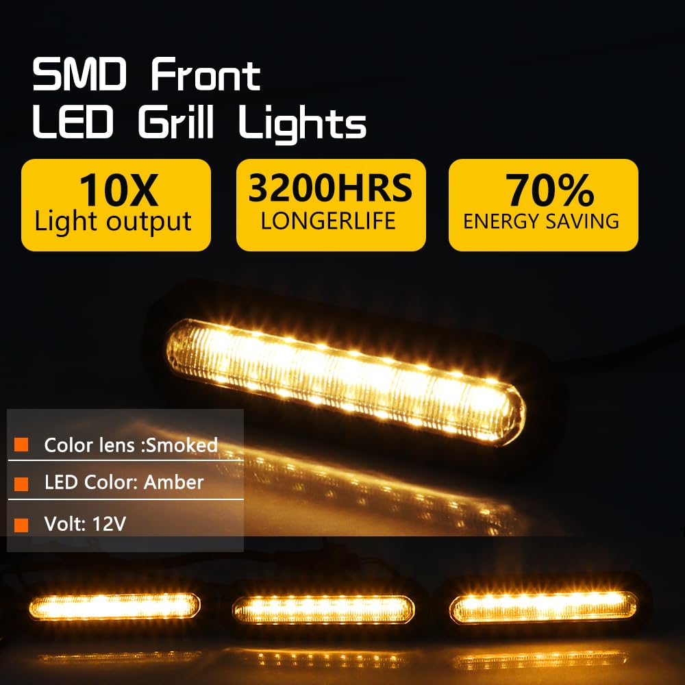 3PCS Front LED Grille Lights for Ford Bronco Accessories 2021 2022 2023 2024 2/4-Door