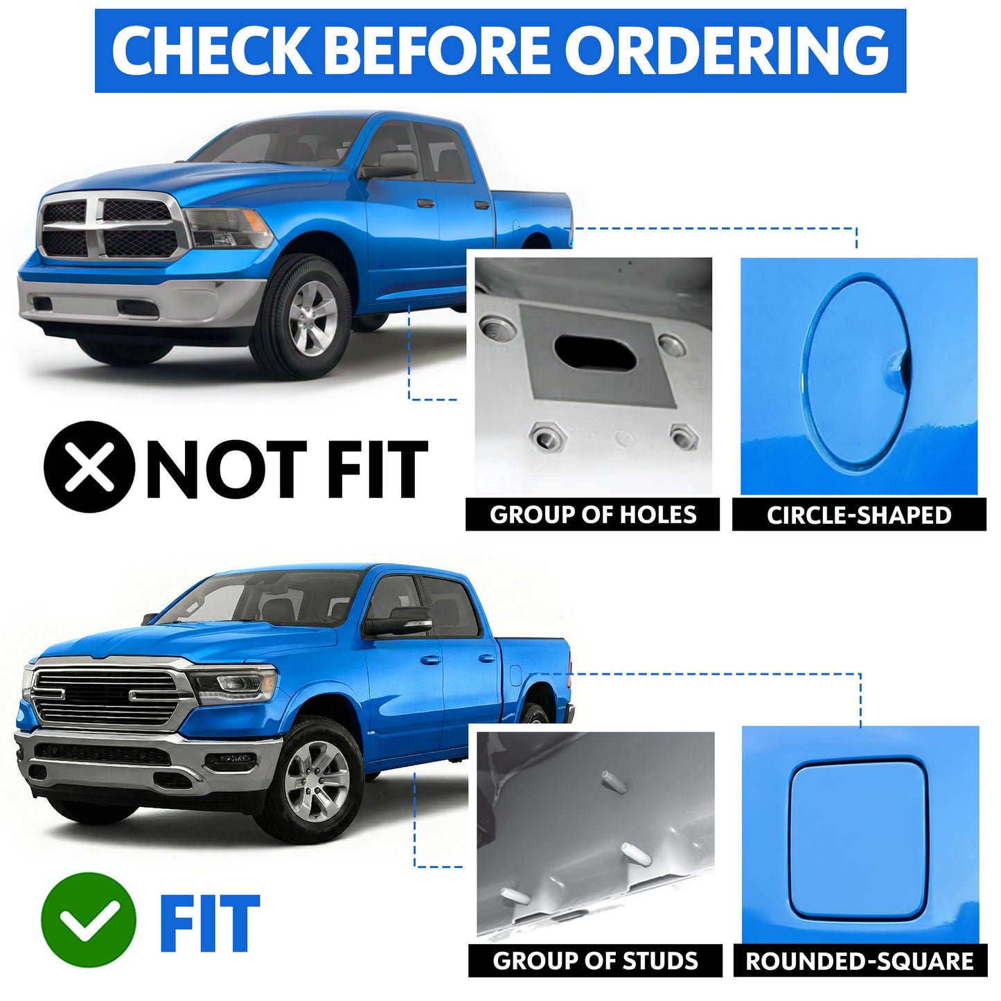 3.5" Wide Black Running Boards For Dodge Ram 1500 2019-2024
