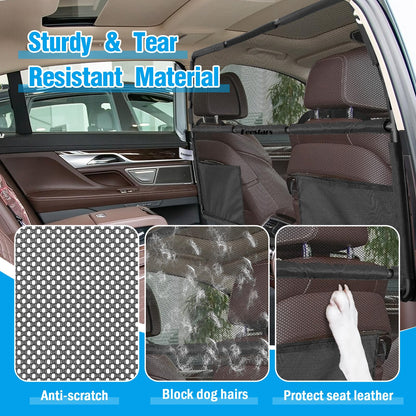56" SUV/Truck Pet Barrier - See-Through Mesh Dog Divider for Cargo Area