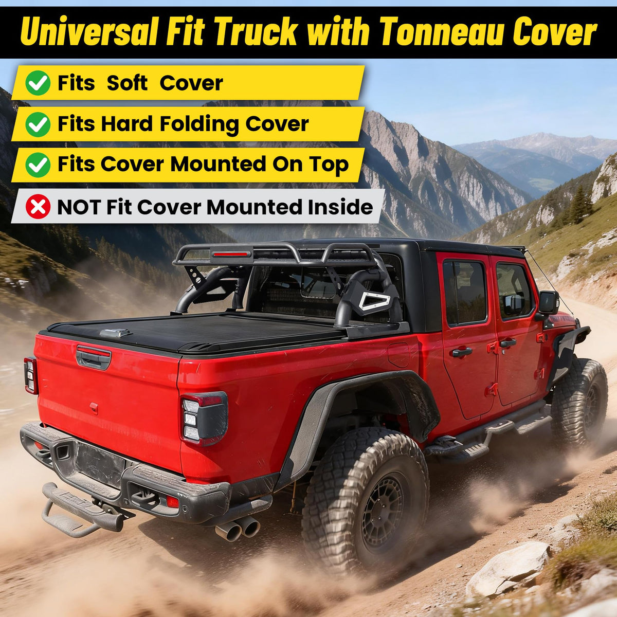 Truck Roll Bar with Cargo Carrier Basket Compatible with Ford F150, Ram 1500, Chevy Silverado, Tundra, Titan & GMC Sierra