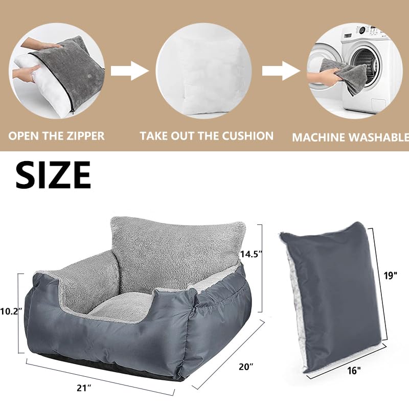 Dog Car Seat with Storage Pockets and Clip-On Leash Portable Car Travel Carrier Bed for Small Dogs