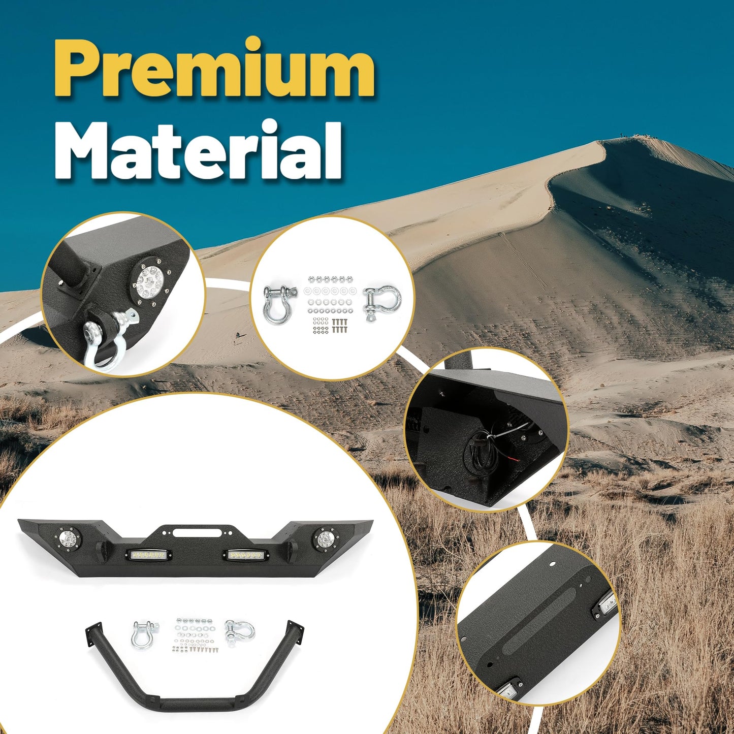 Jeep Wrangler JL/JLU/JT & JK Front Bumper (2007-2025) with Winch Plate & LED Lights