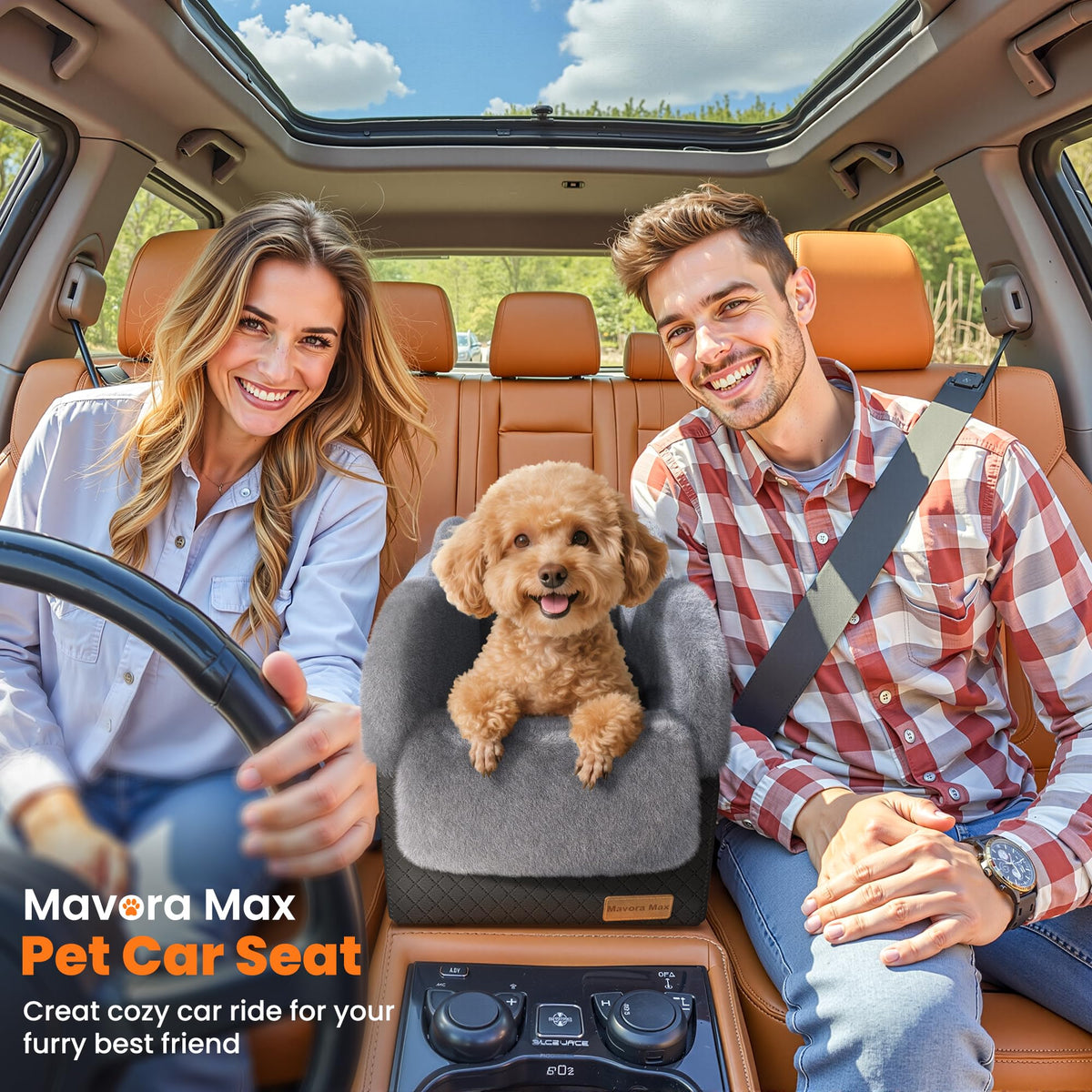 Center Console Dog Car Seat for Small Dogs Under 11lbs, Grey