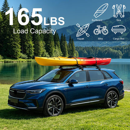 43" Universal Roof Rack Cross Bars for Naked Roofs - 165 lb Capacity, Lockable Aluminum
